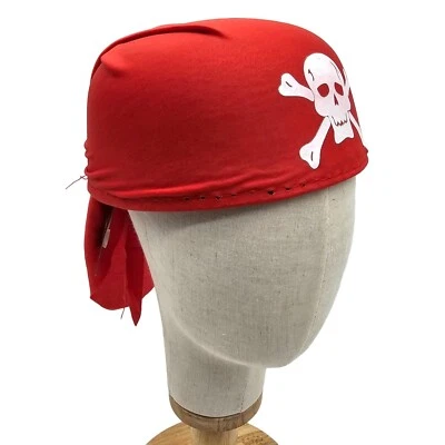 Bufanda Pirata Roja Sombrero Calavera Blanca Adulto Halloween Disfraz del Caribe Gorra Foto 1 de 3