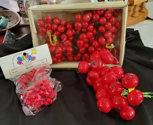 Vintage Red Berry 3 Sizes Holiday Picks / Double Sided Berries Craft Millinery - Picture 1 of 19