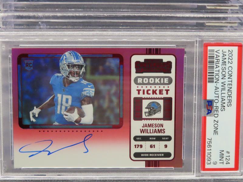 2022 Contenders Jameson Williams Variation Red Zone SSP Rookie Auto RC 124 PSA 9