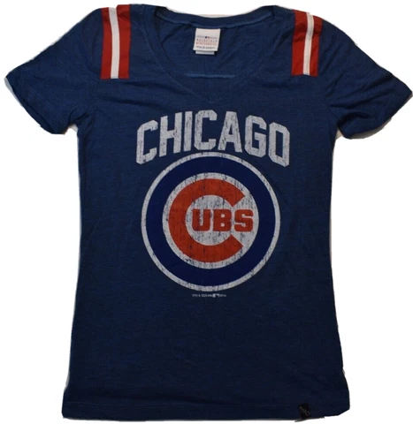 5th & Ocean Womens MLB Chicago Cubs Baseball Distressed Print Shirt New S, M, L Cover