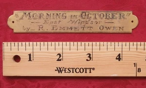 NY Artist ROBERT EMMETT OWEN Brass NAMEPLATE Painting / Frame Title Plaque Inv1f - Picture 1 of 2