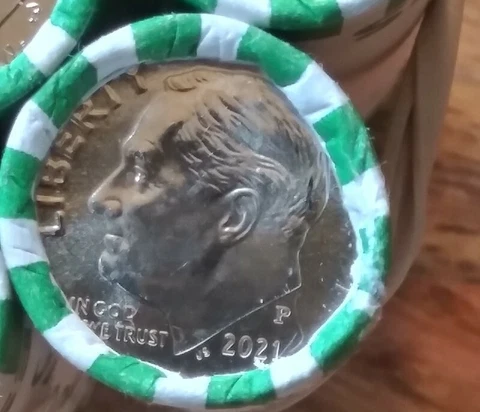 2021 -P. Roosevelt Dime Roll - BU Uncirculated H/H & H/T (1) Roll per Cover