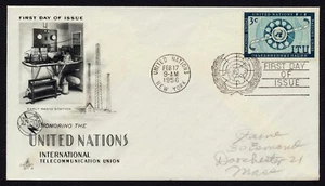 UN #41 3c Int'l Telecommunication Union, Art Craft FDC **ANY 5=FREE SHIPPING** - Picture 1 of 1