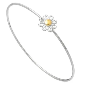 2.5 inch Designer Flower Bangle Bracelet 925 Sterling Silver Jewelry 6094 - Picture 1 of 8