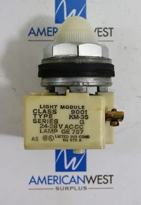 9001KM35 SQUARE D  WHITE Pilot Light 9001 KM35 ser G  24- 28V  - Image 1 of 4