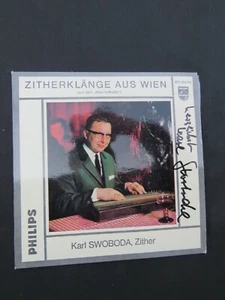 KARL SWOBODA Zither 45 RECORD WITH SIGNED SLEEVE AUTOGRAPHED - Imagen 1 de 3