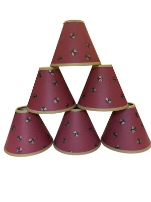 5 Red Bumble Bee Clip On Lamp Shade Lampshade 6" Bottom 4 1/2" Tall - Image 1 of 4