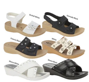 LADIES WEDGE SANDAL COMFORT SLIP ON  HOLIDAY SUMMER IN BLACK & WHITE SIZE 3-8 - Picture 1 of 12