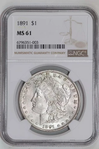 1891 MORGAN DOLLAR NGC MS61 Cover