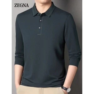 z)e)g)n)a Long sleeve T-shirt for men with lapel wool T-shirt for men - Picture 1 of 25