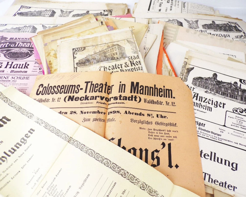 Konvolut Mannheim Theater Programme Plakate Aushänge um 1910 - Bild 1 von 4