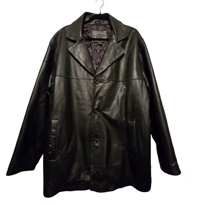 Chaqueta de cuero Knightsbridge de colección para hombre LG forro acolchado usado en excelente estado abrigo trinchera largo Foto 1 de 4