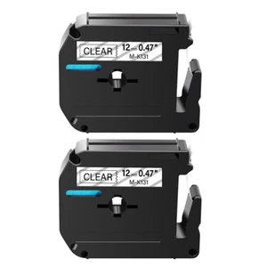 Paquete de 2 cintas de etiqueta transparente negra M-K131 para impresora Brother MK131 PT-65 PT-65SB - Imagen 1 de 9