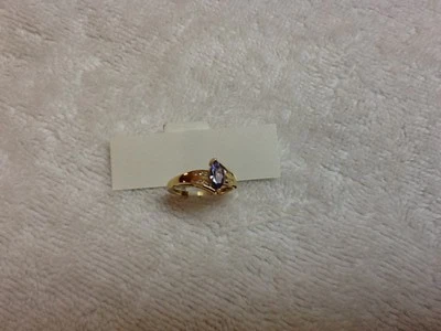 Anillo de oro amarillo de 14kt 0,54 ctw azul marquesa tanzanita y diamante talla 6,75 Foto 1 de 3