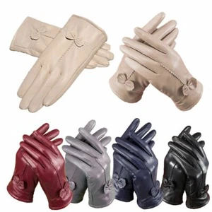 Damen Frauen Lammfell Leder Handschuhe Winter warm Autofahren weiches Futter - Bild 1 von 20