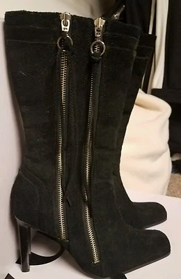 nuevas botas de gamuza negras de media pantorrilla con cremallera talla 7,5 Foto 1 de 3