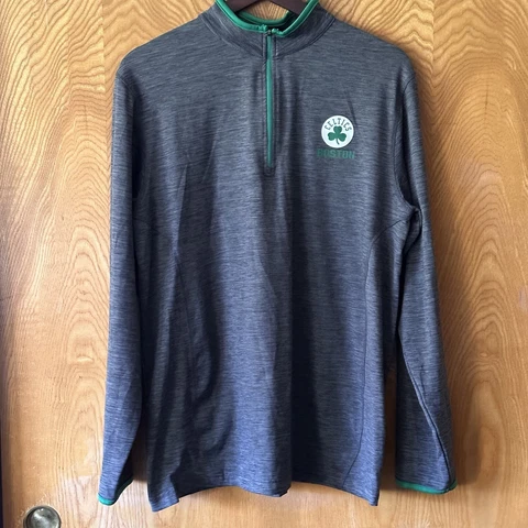 Boston Celtics Sweater Medium Gray Colosseum NBA 1/4 Zip Pullover Shirt Men's Cover