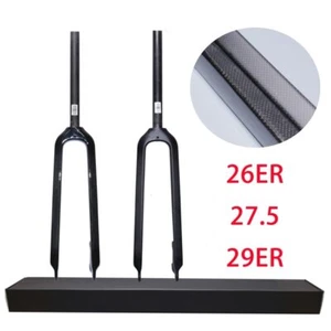 26/27.5/29er Mountain Bike Carbon Fork mtb Bicycle Rigid Forks 1-1/8" Straight - Picture 1 of 8