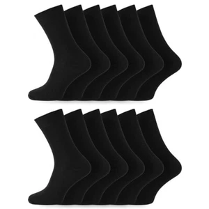 12 Pairs Men's Plain Black Cotton Seamless Basic Casual Soft Socks, Size UK 6-14 - Picture 1 of 5