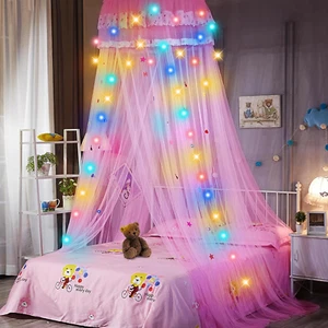 Dome Mosquito Net Hanging Bed Canopy with Lights, Princess Bed Canopy for Small - Picture 1 of 12