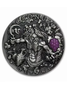 2018 $2 Niue Greek Titans CRONUS Antique Finish 2 Oz Silver Coin. - Picture 1 of 3