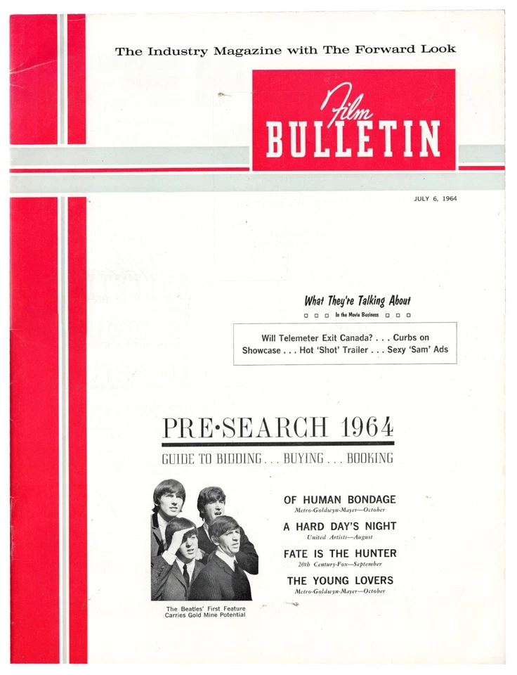 Beatles Hard Day Night July 6, 1964 Film Bulletin Magazine -  Cover Very Rare - Image 1 of 4