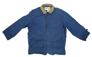 Fieldmaster Mens Blue Button Long Sleeve Cotton Coat Corduroy Trim Vintage L - Picture 1 of 9
