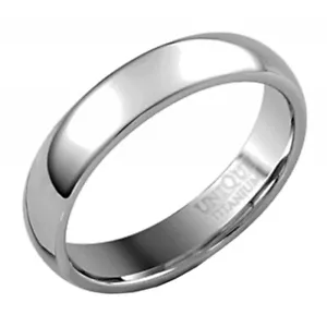 NEW 4mm Titanium Polished Court Band Ring Size I Jewellery - Picture 1 of 1