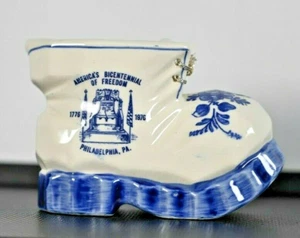 philadelphia pa Souvenir Ashtray Vintage Blue Boot Shoe Made in Japan 1/11/76 - Picture 1 of 6