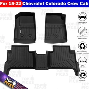 Fits 15-22 Chevrolet Colorado Crew Cab BLACK All Weather Waterproof Floor Mats - Picture 1 of 7