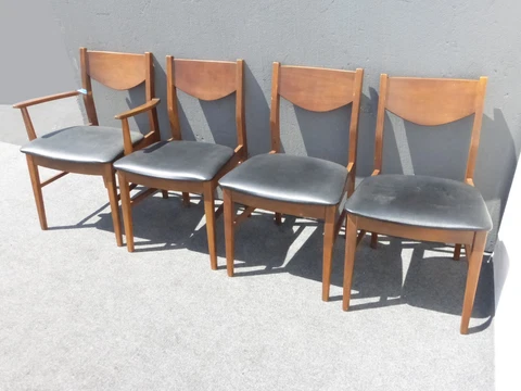 Vintage Mid Century Modern Black Vinyl Dining Room Chairs by Stanley Cover