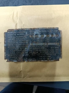 Placa de agregado Ford G8T 1944 Segunda Guerra Mundial - Imagen 1 de 7
