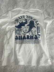 Damen Freizeit Rundhals Kurzarm T-Shirt mit Hai Print Schutz Ozean - Bild 1 von 5