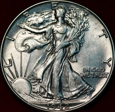 Uncirculated 1942 Philadelphia Mint Silver Walking Liberty Half - Image 1 of 2