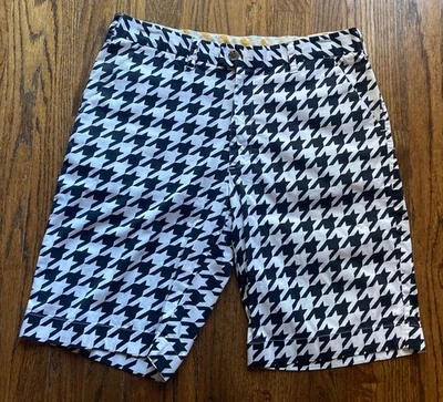 Loudmouth Golf Shorts Mens Size 36 Houndstooth White Black Chino AOP - Image 1 of 4