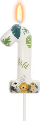 Vela Wild Animal Número 1 para Niños Niñas, Wild One Cake Topper, Primer Cumpleaños Foto 1 de 4