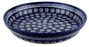 Polish Pottery Pie Plate 10" Diameter from Zaklady Boleslawiec Floral Peacock - Picture 1 of 3