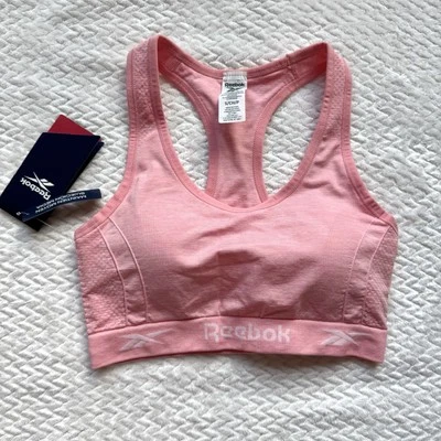 NWT Reebok Sports Bra Womens S Pink Racerback Seamless Gym Yoga Activewear  - Image 1 of 4