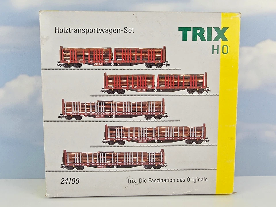 (4458) Trix H0 24109 Set mit 5 Holztransportwagen in OVP - Bild 1 von 4