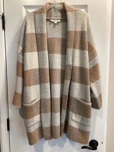 Lovestitch Damen L Longline Strickjacke Pullover beige creme vorne offen Strick kuschelig - Bild 1 von 9