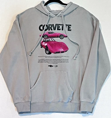 Oficial GM Corvette Sudadera con Capucha Para Hombres XL Gris Pullover Sudadera Vintage Coche Gráfico Foto 1 de 4