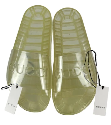 $450 Gucci Nuevo Hombres Auténtico 10.5 EE. UU. 10 UK 44 UE Goma Transparente Slides Zapatos Bolso Foto 1 de 4