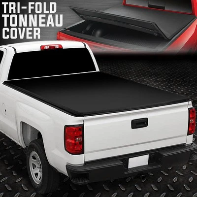 FOR 07-13 SILVERADO SIERRA 8' BED TRI-FOLD ADJUSTABLE SOFT TRUNK TONNEAU COVER Foto 1 de 4