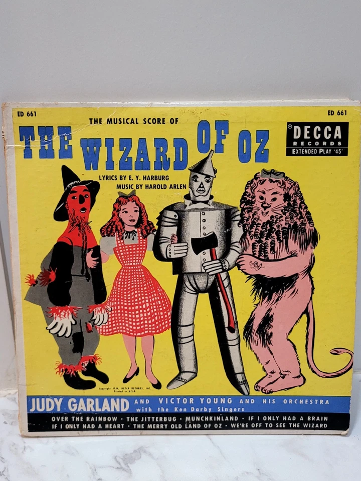 VERY RARE WIZARD OF OZ 45 Ext Play Decca Music 1954 If I Only Had A Brain & More Foto 1 de 4