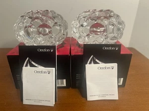 Orrefors Crystal Votive Candle Holders Hallon Raspberry Anne Nilsson 2pc Sweden - Picture 1 of 11