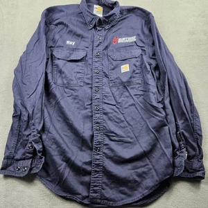 Carhartt FR Button Up Hemd Herren Large Navy Taschen Langarm Elliot Group Ray - Bild 1 von 10