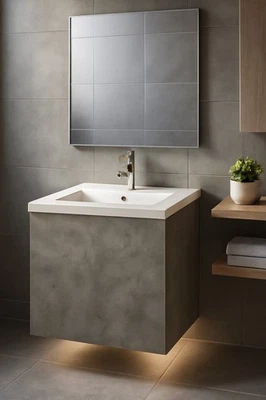 Badmöbel Set Linz Betonoptik Waschbecken 60 cm Design Wasch Tisch Unterschrank - Bild 1 von 4