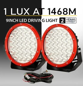NEW Pair 9 inch Round LED Driving Lights Spot RED OffRoad Truck Headlights SUV - Picture 1 of 12