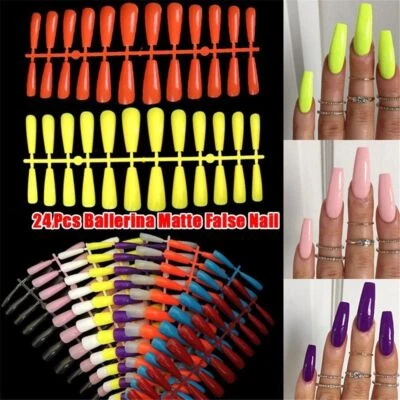Manicure Full Cover Matte False Nails Coffin Fake Nail Ballerina Nail Nail Tips - Image 1 of 4
