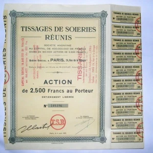 Action Ancienne Ste tissages de soieries reunis ( 327 ) - Imagen 1 de 1